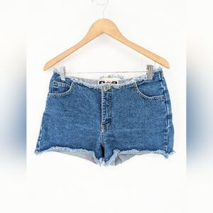 Vintage Y2K R4R Rave 4 Real Denim Raw Hem Jean Shorts Medium Wash Size 13